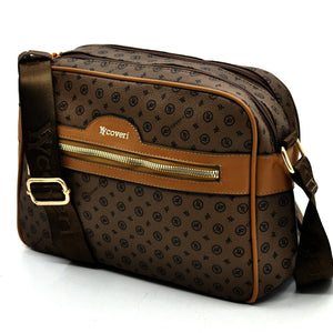 Borsa Firmata YYCOVERI multi tasche new nera Donna fantasia logo Zip Tracolla