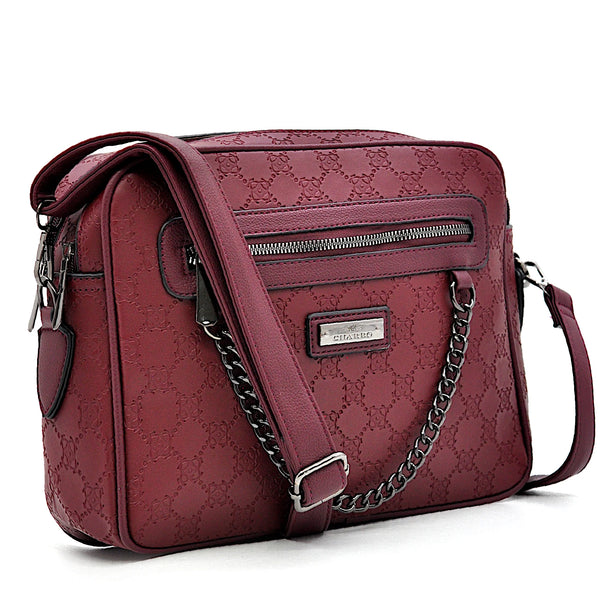 Borsa firmata CHARRO tracolla multi tasche fantasia logata logo pressato donna capiente 4 tasche cerniera