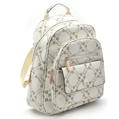 Zaino donna zainetto B. Cavalli grande 4 tasche con zip capiente e comoda fantasia logo bottone
