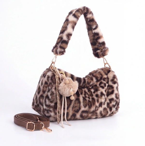 Borsa leopardata in pelliccia sintetica 9178, vista dettaglio 2