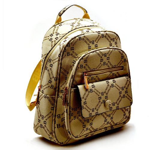 Zaino donna zainetto B. Cavalli grande 4 tasche con zip capiente e comoda fantasia logo bottone