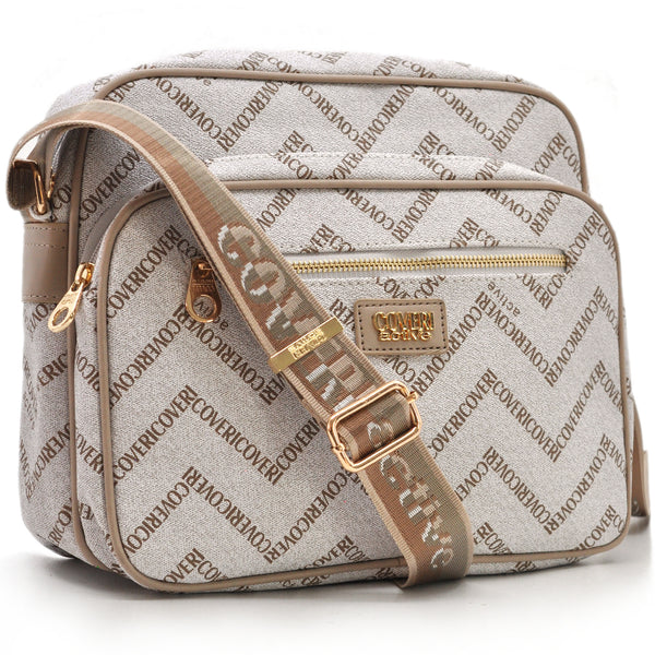 Borsa firmata COVERI ACTIVE 5 zip cerniere logata tracolla donna logo zip tracolla fantasia multi tasche