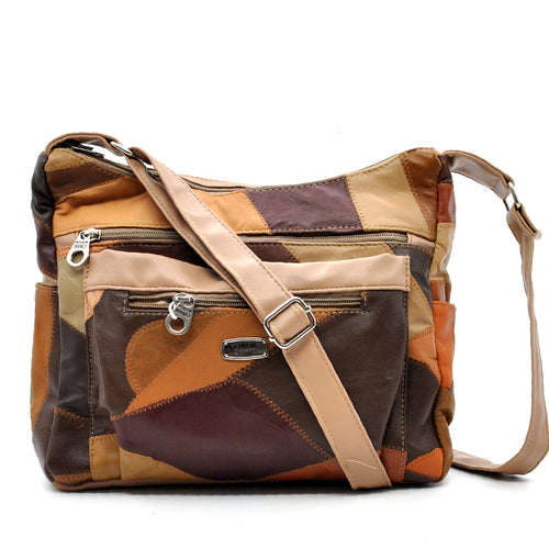 Borsa firmata COVERI ACTIVE in vera pelle a tracolla multitasche multicolore