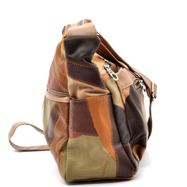 Borsa firmata COVERI ACTIVE in vera pelle a tracolla multitasche multicolore