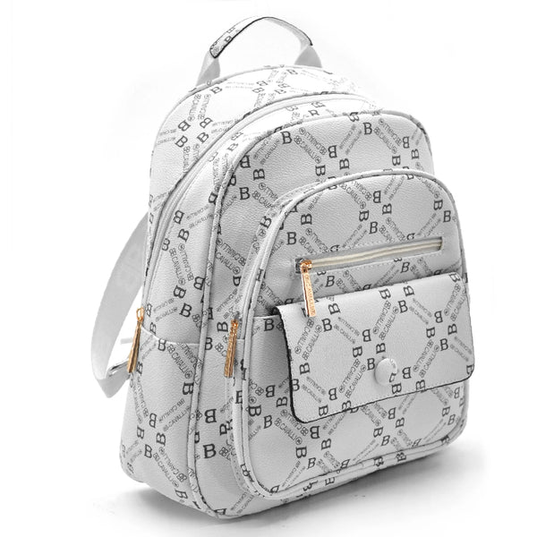 Zaino donna zainetto B. Cavalli grande 4 tasche con zip capiente e comoda fantasia logo bottone