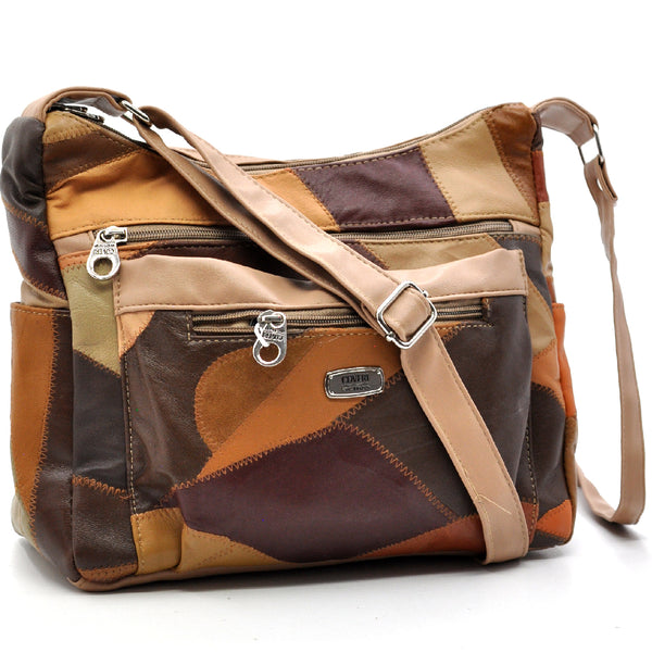 Borsa firmata COVERI ACTIVE in vera pelle a tracolla multitasche multicolore