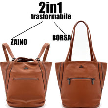 Carica l&#39;immagine nel visualizzatore di Gallery, COVERI borsa zaino 2in1 pelle TRASFORMABILE in borsa donna cuoio casual passeggio