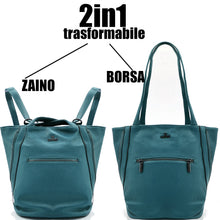 Carica l&#39;immagine nel visualizzatore di Gallery, COVERI borsa zaino 2in1 pelle TRASFORMABILE in borsa donna cuoio casual passeggio