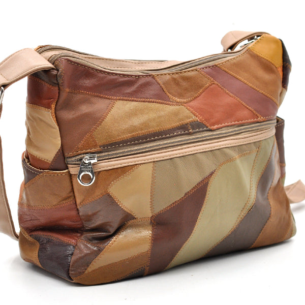 Borsa firmata COVERI ACTIVE in vera pelle a tracolla multitasche multicolore