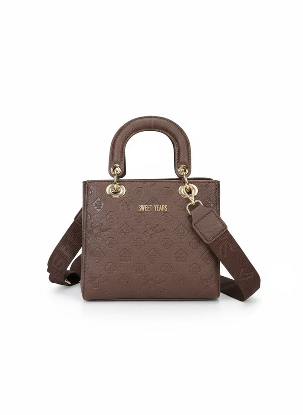 Borsa firmata SWEET YEARS adel Colletion donna spalla a tracolla simil pelle ricamata logo logata