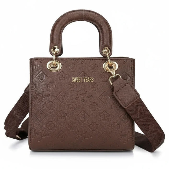 Borsa firmata SWEET YEARS adel Colletion donna spalla a tracolla simil pelle ricamata logo logata