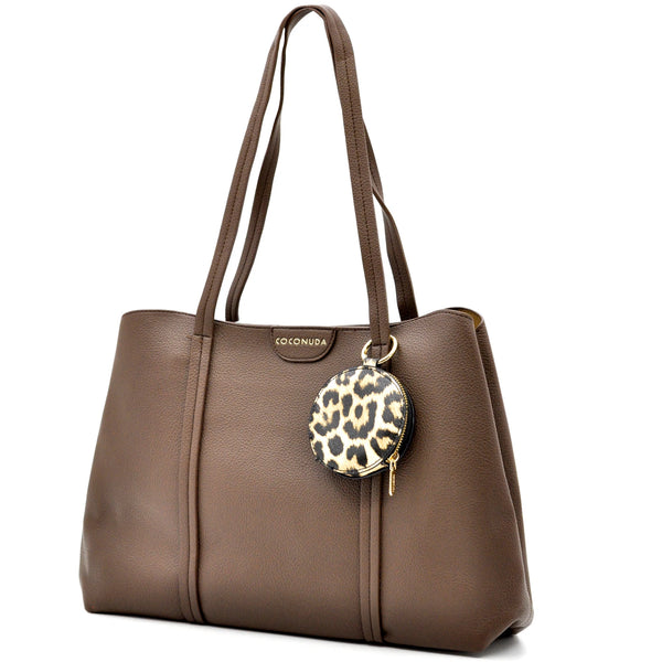 Borsa a tote bag shopping + portamonete omaggio firmata COCONUDA a tracolla elegante casual simil pelle martellata
