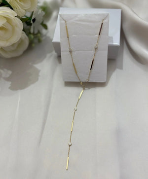 Girocollo a Cravattina Y Minimalist Oro - Collana Acciaio con Punti Luce