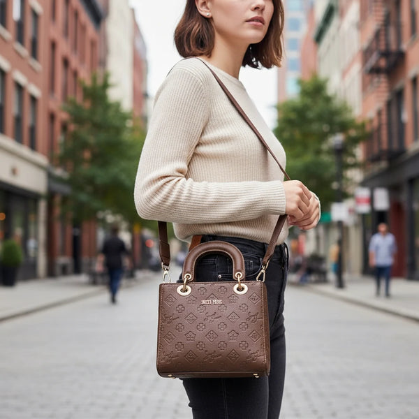 Borsa firmata SWEET YEARS adel Colletion donna spalla a tracolla simil pelle ricamata logo logata