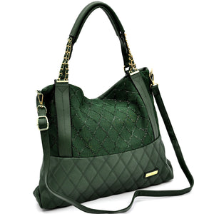 CHARRO - Borsa morbida a sacco hobo capiente unica tinta nuovo shopping manici a catena trapuntata