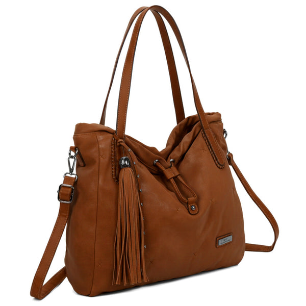 CHARRO - Borsa 2in1 trasformabile similpelle camoscio velluto morbida a sacco hobo capiente unica tinta nuovo