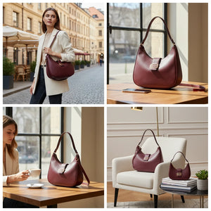 CHARRO - Borsa spalla mezzaluna + borsetta OMAGGIO simil pelle hobo capiente monomanico