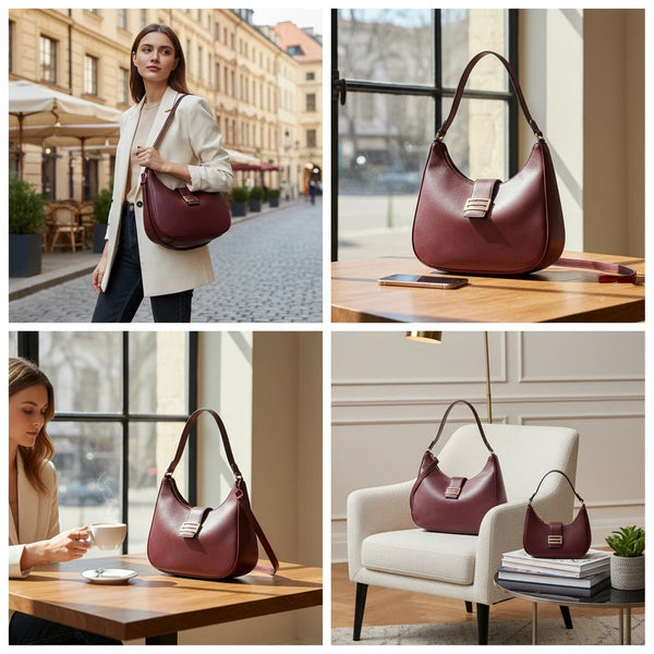 CHARRO - Borsa spalla mezzaluna + borsetta OMAGGIO simil pelle hobo capiente monomanico