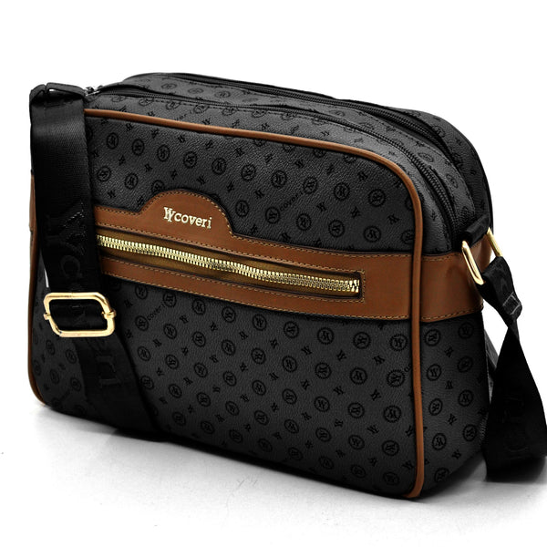 Borsa Firmata YYCOVERI multi tasche new nera Donna fantasia logo Zip Tracolla