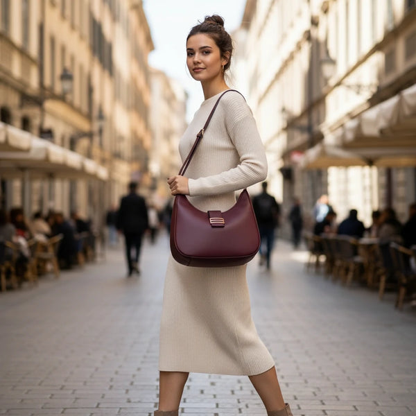 CHARRO - Borsa spalla mezzaluna + borsetta OMAGGIO simil pelle hobo capiente monomanico