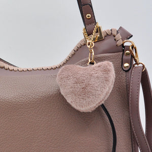 CHARRO - Borsa shopping pon pon cuore a spalla grande tracolla casual simil pelle venata