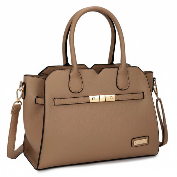 CHARRO - Borsa a bauletto trapezio semi rigida simil pelle con tracolla elegante casual