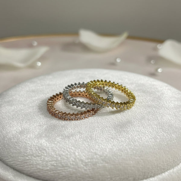 Tris Anello Minimalist Stackable con Zirconi Premium – Finitura Luxury  Oro, Argento e Oro Rosa