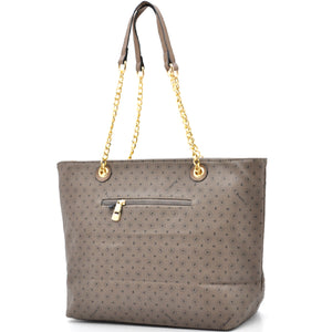 Borsa a spalla shopping manici a catena tasche Briciole Firenze grande donna fantasia beige