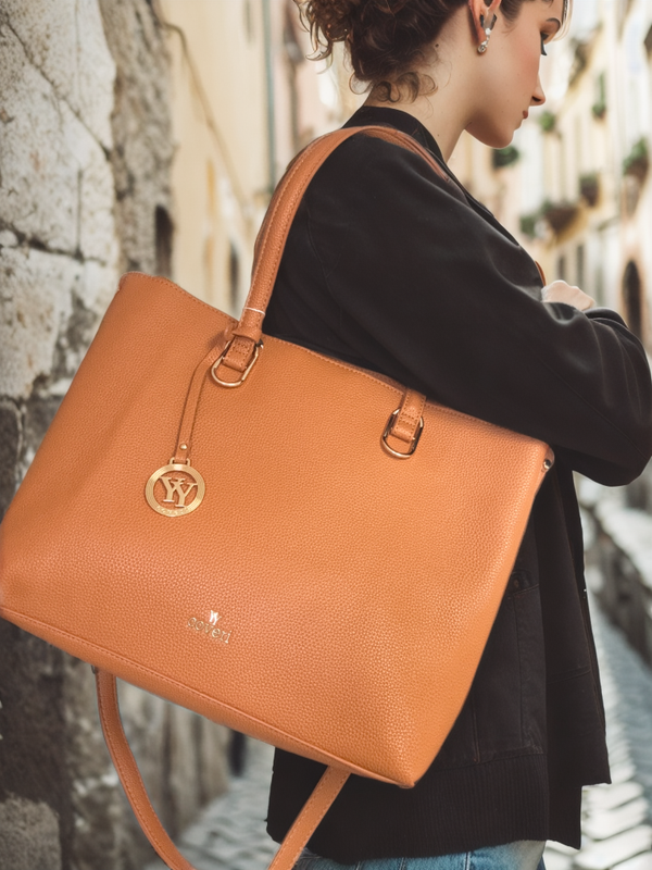 YY COVERI Borsa shopping firmata spalla e tracolla