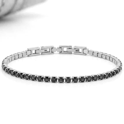 Bracciale Tennis Unisex in Acciaio Inossidabile Zirconi 4mm colore oro giallo e argento