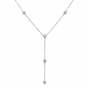 Collana a Y "Cravattino" con Punti Luce Zirconi  Argento Design Minimal Chic