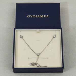 Collana a Y "Cravattino" con Punti Luce Zirconi  Argento Design Minimal Chic