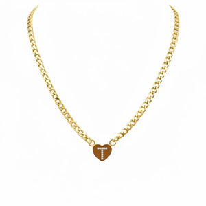 Collana Grumetta con Cuore e Iniziale Brillante Oro e Argento Regolabile (A-Z) acciaio inossidabile