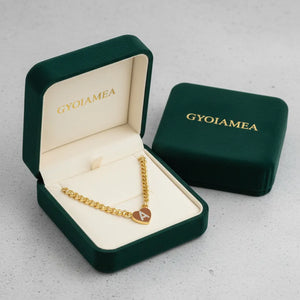 Collana Grumetta con Cuore e Iniziale Brillante Oro e Argento Regolabile (A-Z) acciaio inossidabile