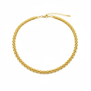 Collana Maya a Catena Intrecciata Finitura Oro Giallo - Design Spesso ed Elegante - placcatura in oro