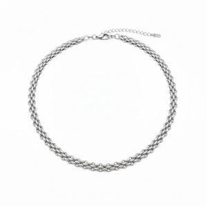 Collana Maya a Catena Intrecciata Finitura Oro Giallo - Design Spesso ed Elegante - placcatura in oro