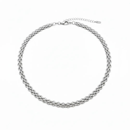 Collana Maya a Catena Intrecciata Finitura Oro Giallo - Design Spesso ed Elegante - placcatura in oro