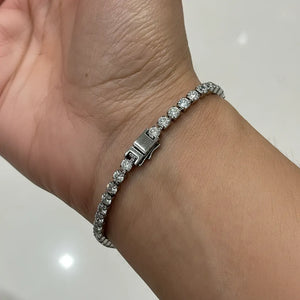 Bracciale Tennis Unisex in Acciaio Inossidabile Zirconi 4mm - Con Maglia di Estensione Inclusa