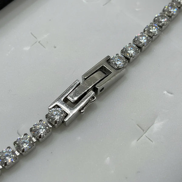 Bracciale Tennis Unisex in Acciaio Inossidabile Zirconi 4mm - Con Maglia di Estensione Inclusa