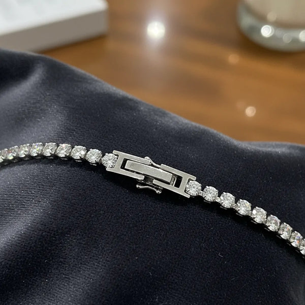 Bracciale Tennis Unisex in Acciaio Inossidabile Zirconi 4mm - Con Maglia di Estensione Inclusa