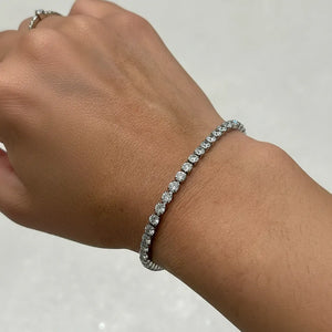 Bracciale Tennis Unisex in Acciaio Inossidabile Zirconi 4mm - Con Maglia di Estensione Inclusa