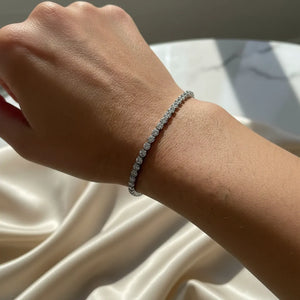 Bracciale Tennis Unisex in Acciaio Inossidabile Zirconi 4mm - Con Maglia di Estensione Inclusa