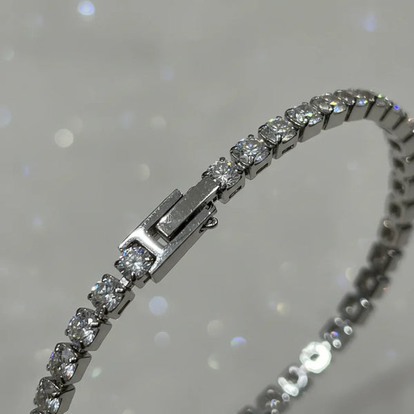 Bracciale Tennis Unisex in Acciaio Inossidabile Zirconi 4mm - Con Maglia di Estensione Inclusa