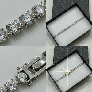 Bracciale Tennis Unisex in Acciaio Inossidabile Zirconi 4mm - Con Maglia di Estensione Inclusa