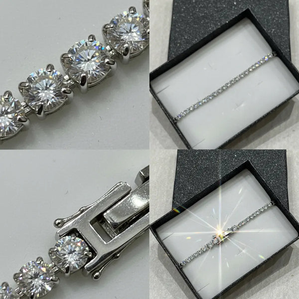 Bracciale Tennis Unisex in Acciaio Inossidabile Zirconi 4mm - Con Maglia di Estensione Inclusa