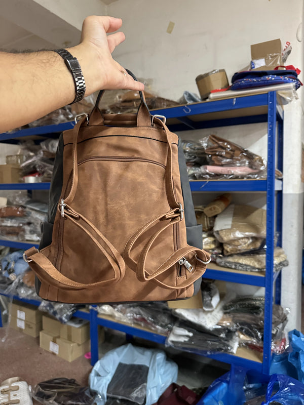 Double - Zaino firmato Gyoiamea donna simil pelle bicolore spalla casual passeggio zainetto