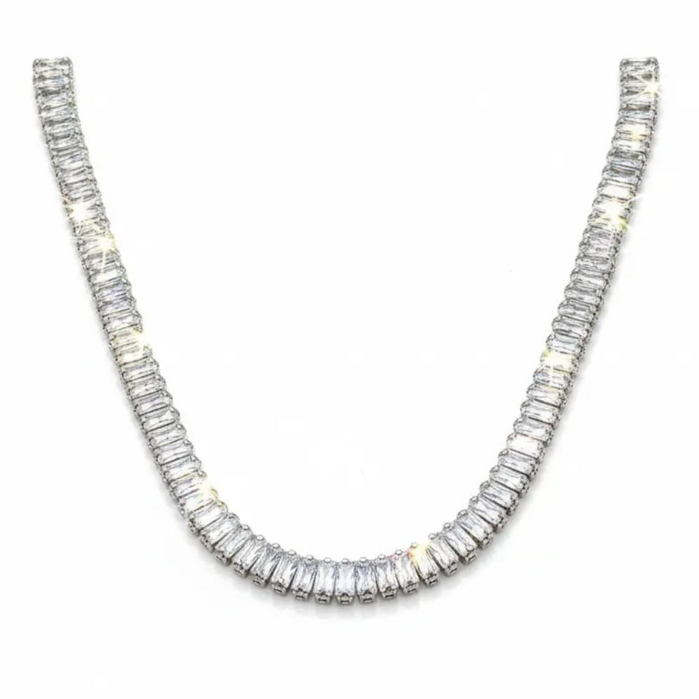 Collana Tennis Baguette con Chiusura Slider  Regolabile da Choker a  collana normale lunga fino a 42 cm