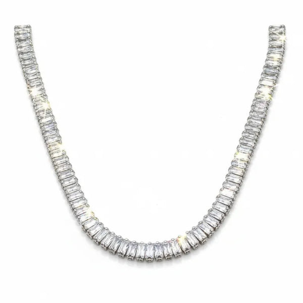Collana Tennis Baguette con Chiusura Slider  Regolabile da Choker a  collana normale lunga fino a 42 cm