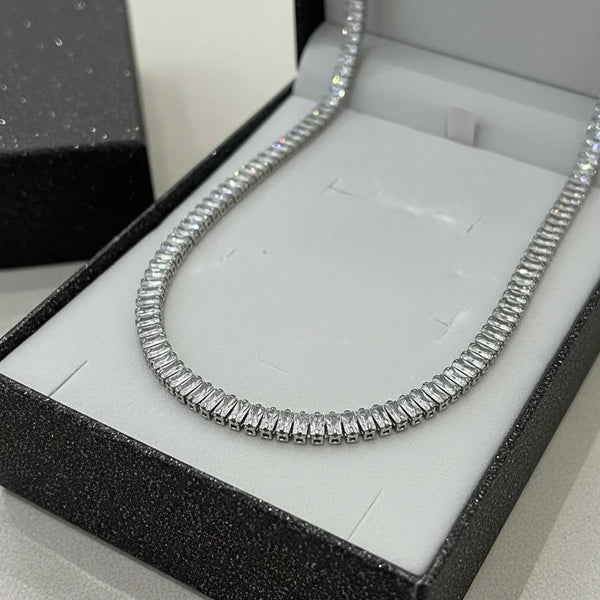 Collana Tennis Baguette con Chiusura Slider  Regolabile da Choker a  collana normale lunga fino a 42 cm