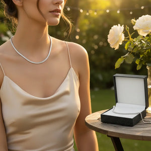 Collana Tennis Baguette con Chiusura Slider  Regolabile da Choker a  collana normale lunga fino a 42 cm